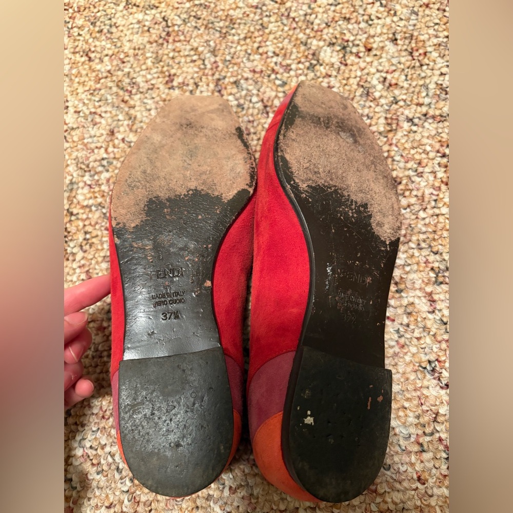 Fendi red ballet flat sandals size 37.5 - Picture 7 of 9